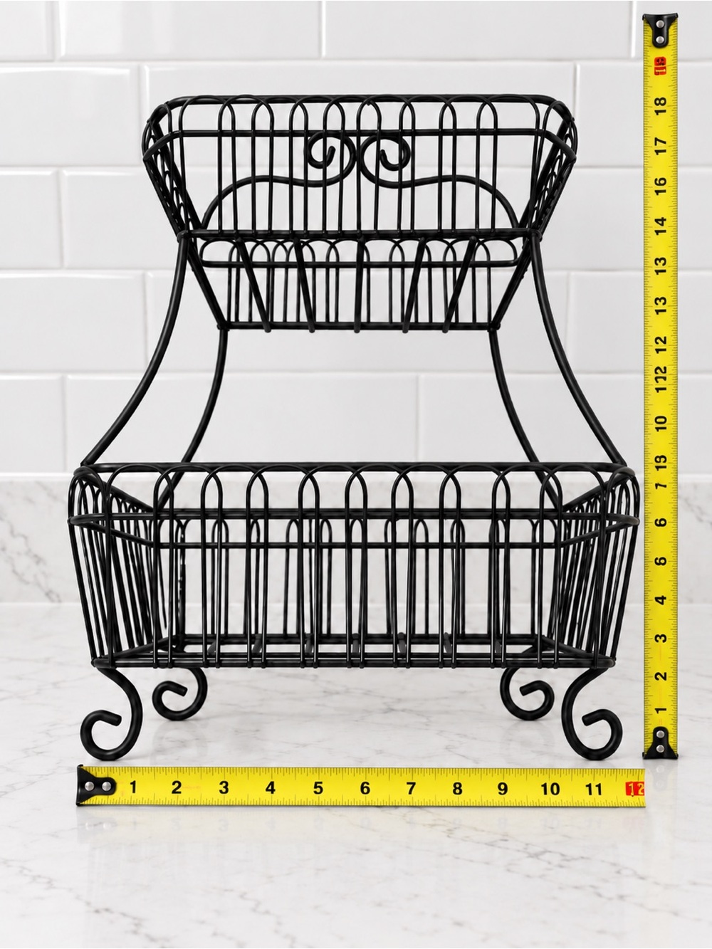 Two-Tier Black Wire Display Basket - Picture 6 of 9